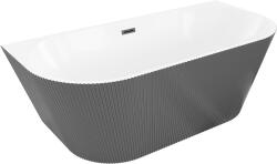 Mexen Oris cadă independentă montată pe perete, canelată, 170 x 80 cm, alb/gri, preaplin negru - 52871708062-70 (52871708062-70)