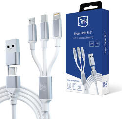 3mk Protection 3mk Hyper kábel 3in1 USB-A - USB-C / USB-C - micro USB - Lightning 1.5m - fehér