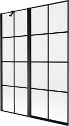 Mexen Mist paravan de cadă 2 panouri stânga 130 x 150 cm, grilaj negru, negru - 8A9-130-011-70-77-L (8A9-130-011-70-77-L)