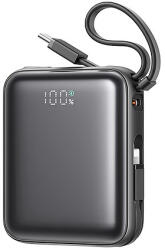 JOYROOM JR-PBF27 10000mAh 22.5W külső akkumulátor beépített USB-C és Lightning kábellel - fekete