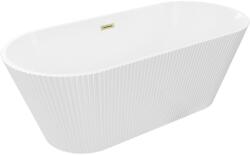 Mexen Yara cadă de baie freestanding canelată 170 x 75 cm, albă, preaplin auriu periat - 52861707500-55 (52861707500-55)