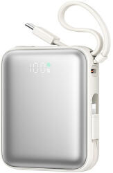 JOYROOM JR-PBF27 10000mAh 22.5W külső akkumulátor beépített USB-C és Lightning kábellel - fehér