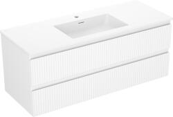 Mexen Rivel dulap baie 120 cm cu lavoar Otis, 2 sertare, finisaj striat, alb mat - 91A20-12047-2-BFF01-W18M01 (91A20-12047-2-BFF01-W18M01)