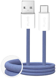 PURO Fabrik 2.0 10W USB-A - USB-C fonott kábel 1, 5m - kék