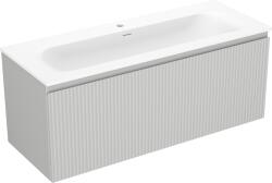 Mexen Rivel dulap de baie 120 cm cu lavoar Vela, 1 sertar, canelat, gri mat/alb mat - 91A20-12047-1-BF62-W23M01 (91A20-12047-1-BF62-W23M01)