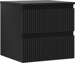 Mexen Rivel dulap baie cu blat pentru chiuvetă, 50 cm, 2 sertare, cu textură canelată, negru mat - 91A20-05047-2-BFFC71 (91A20-05047-2-BFFC71)