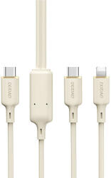 Dudao L7SF 2in1 kábel USB-C - USB-C / Lightning 100W 1.2m - bézs