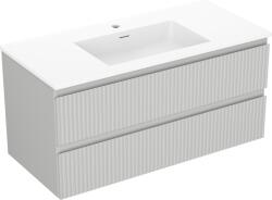 Mexen Rivel dulap de baie 100 cm cu chiuvetă Otis, 2 sertare, cu șanțuri, gri mat/alb mat - 91A20-10047-2-BFF62-W18M01 (91A20-10047-2-BFF62-W18M01)