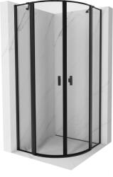 Mexen Mist cabină de duș semicirculară cu ușă rabatabilă 80 x 80 cm, ramă neagră, neagră - 8A32-080-080-70-70 (8A32-080-080-70-70)