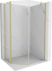 Mexen Mist cabină de duș pentagonală asimetrică cu ușă pivotantă 80 x 100 cm, transparent, auriu periat (8A8-080-100-55-00)