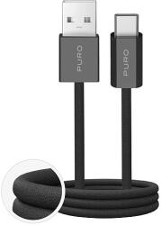 PURO Fabrik 2.0 10W USB-A - USB-C fonott kábel 1, 5m - fekete