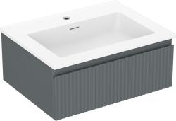 Mexen Rivel dulap de baie 60 cm cu chiuvetă Otis, 1 sertar, cu caneluri, grafit mat/alb mat - 91A20-06023-1-BF66-W18M01 (91A20-06023-1-BF66-W18M01)