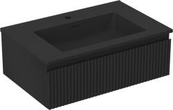 Mexen Rivel dulap de baie 70 cm cu chiuvetă Otis, 1 sertar, texturat, negru mat - 91A20-07023-1-BF71-W18M71 (91A20-07023-1-BF71-W18M71)