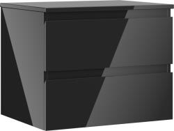 Mexen Orio dulap baie sub chiuvetă, 60 cm cu blat, 2 sertare, negru lucios - 91A10-06047-2-BFFC70 (91A10-06047-2-BFFC70)