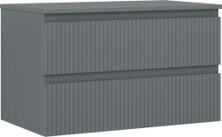 Mexen Rivel dulap baie sub chiuvetă 80 cm cu blat, 2 sertare, canelat, grafit mat - 91A20-08047-2-BFFC66 (91A20-08047-2-BFFC66)