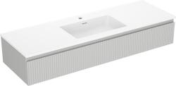 Mexen Rivel dulap baie 140 cm cu chiuvetă Otis, 1 sertar, cu șanfrenuri, gri mat/alb mat - 91A20-14023-1-BF62-W18M01 (91A20-14023-1-BF62-W18M01)