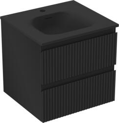 Mexen Rivel dulap baie 50 cm cu chiuvetă Vela, 2 sertare, canelată, negru mat - 91A20-05047-2-BFF71-W23M71 (91A20-05047-2-BFF71-W23M71)