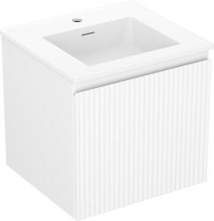 Mexen Rivel dulap baie 50 cm cu lavoar Otis, 1 sertar, striat , alb mat - 91A20-05047-1-BF01-W18M01 (91A20-05047-1-BF01-W18M01)