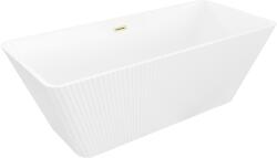 Mexen Tava cadă de baie freestanding canelată 170 x 75 cm, albă, preaplin auriu periat - 52851707500-55 (52851707500-55)