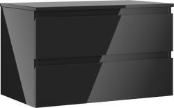 Mexen Orio dulap baie sub chiuvetă 80 cm cu blat, 2 sertare, negru lucios - 91A10-08047-2-BFFC70 (91A10-08047-2-BFFC70)