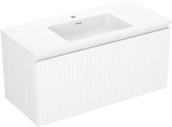 Mexen Rivel dulap de baie 100 cm cu lavoar Otis, 1 sertar, striat, alb mat - 91A20-10047-1-BF01-W18M01 (91A20-10047-1-BF01-W18M01)
