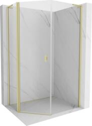 Mexen Mist L cabină de duș pentagonală asimetrică cu ușă batantă 90x100 cm, transparentă, auriu periat - 8A8L-090-100-55-00 (8A8L-090-100-55-00)