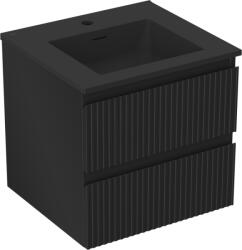 Mexen Rivel dulap baie 50 cm cu lavoar Otis, 2 sertare, fațetat, negru mat - 91A20-05047-2-BFF71-W18M71 (91A20-05047-2-BFF71-W18M71)