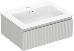 Mexen Rivel dulap baie 60 cm cu chiuvetă Otis, 1 sertar, canelat, gri mat/alb mat - 91A20-06023-1-BF62-W18M01 (91A20-06023-1-BF62-W18M01)