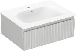 Mexen Rivel dulap baie 60 cm cu lavoar Vela, 1 sertar, canelat, gri mat/alb mat - 91A20-06023-1-BF62-W23M01 (91A20-06023-1-BF62-W23M01)