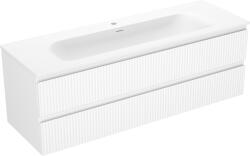 Mexen Rivel dulap de baie 140 cm cu lavoar Vela, 2 sertare, canelurat, alb mat - 91A20-14047-2-BFF01-W23M01 (91A20-14047-2-BFF01-W23M01)