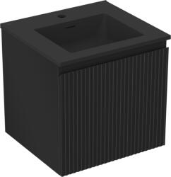 Mexen Rivel dulap baie 50 cm cu chiuvetă Otis, 1 sertar, fațetat, negru mat - 91A20-05047-1-BF71-W18M71 (91A20-05047-1-BF71-W18M71)