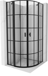Mexen Mist cabină de duș semicirculară cu deschidere oscilantă 90 x 90 cm, grilaj negru, neagră - 8A32-090-090-70-77 (8A32-090-090-70-77)