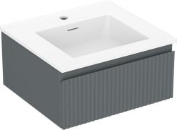 Mexen Rivel dulap de baie 50 cm cu chiuvetă Otis, 1 sertar, striat, grafit mat/alb mat - 91A20-05023-1-BF66-W18M01 (91A20-05023-1-BF66-W18M01)
