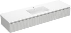 Mexen Rivel dulap baie 160 cm cu lavoar Otis, 1 sertar, canelat, gri mat/alb mat - 91A20-16023-1-BF62-W18M01 (91A20-16023-1-BF62-W18M01)