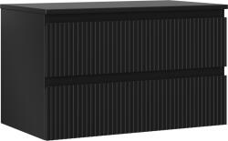 Mexen Rivel dulap de baie sub chiuvetă 80 cm cu blat, 2 sertare, canelat, negru mat - 91A20-08047-2-BFFC71 (91A20-08047-2-BFFC71)
