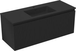 Mexen Rivel dulap baie 120 cm cu lavoar Otis, 1 sertar, frezat, negru mat - 91A20-12047-1-BF71-W18M71 (91A20-12047-1-BF71-W18M71)