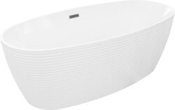 Mexen Lira cadă de baie de sine stătătoare model 170 x 80 cm, albă, preaplin gri armă periat - 52831708000-66 (52831708000-66)