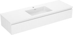 Mexen Rivel dulap de baie 140 cm cu lavoar Otis, 1 sertar, canelat, alb mat - 91A20-14023-1-BF01-W18M01 (91A20-14023-1-BF01-W18M01)