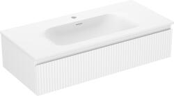 Mexen Rivel dulap baie 100 cm cu lavoar Vela, 1 sertar, canelat, alb mat - 91A20-10023-1-BF01-W23M01 (91A20-10023-1-BF01-W23M01)