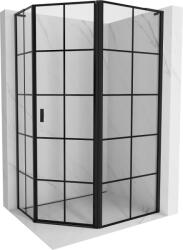 Mexen Mist L cabină de duș pentagonală asimetrică cu deschidere dreapta 90 x 80 cm, grilaj negru, negru - 8A8L-090-080-70-77-P (8A8L-090-080-70-77-P)