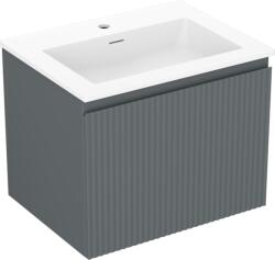 Mexen Rivel dulap baie 60 cm cu lavoar Otis, 1 sertar, canelat, grafit mat/alb mat - 91A20-06047-1-BF66-W18M01 (91A20-06047-1-BF66-W18M01)