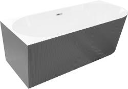 Mexen Silo cadă freestanding colțar stânga canelată 170 x 80 cm, alb/gri, preaplin nichel periat - 52891708062L-97 (52891708062L-97)