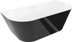 Mexen Oval Slim cadă freestanding lipită de perete 170 x 80 cm, albă/neagră, preaplin alb - 52661708075-20 (52661708075-20)