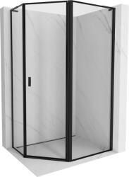 Mexen Mist L cabină de duș pentagonală asimetrică pivotantă dreapta 100 x 80 cm, ramă neagră, neagră - 8A8L-100-080-70-70-P (8A8L-100-080-70-70-P)