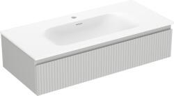 Mexen Rivel dulap baie 100 cm cu lavoar Vela, 1 sertar, canelat, gri mat/alb mat - 91A20-10023-1-BF62-W23M01 (91A20-10023-1-BF62-W23M01)