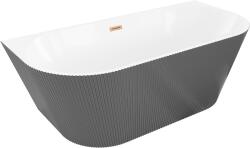 Mexen Oris cadă freestanding de perete cu riflaje 150 x 75 cm, albă/gri, preaplin cupru periat - 52871507562-65 (52871507562-65)
