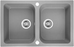 Laveo SBC_5208 - LAVEO Celia 85 kétmedencés gránit mosogató 850X480 dugókiemelővel szürke (SBC_5208)