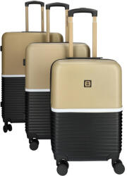 Enrico Benetti Princetown fekete-bézs 4 kerekű 3 részes bőrönd szett (Princetown-szett-fekete-bezs-21000208-03)