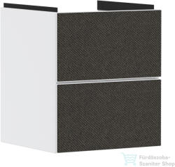 Hansgrohe XEVOLOS E 48x47, 5 cm-es 2 fiókos fali szekrény mosdó nélkül, matt fehér/textil sötétszürke 54172660 (54172660)