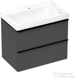 Hansgrohe XELU Q 78x47, 5 cm-es 2 furatos mosdó és 2 fiókos alsószekrény kombináció, matt gyémántszürke/matt fekete 54381670 (54381670)